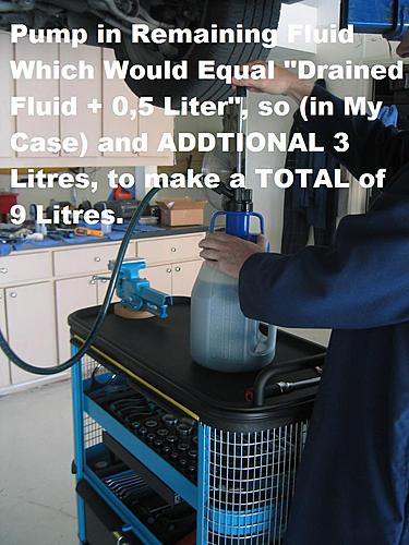 File:Pump in remaining fluid (to make a total of 9L) Leave filler adapter in place DIY Transmission Flushing Procedure.jpg