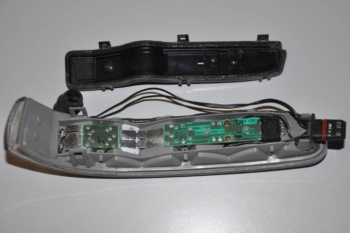 File:W220 mirror turn signal led cover removed.jpg