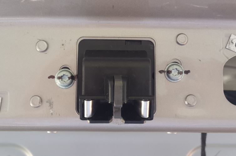 File:W220 Boot Trunk Lock Mechanism with Marked Screw Positions.JPG