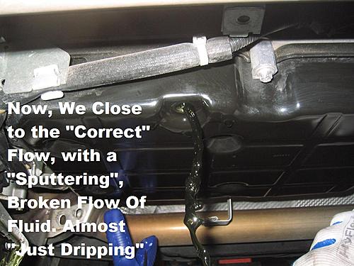 File:Correctly Filled Appearance –Sputtering Broken Flow Almost Just Dripping DIY Transmission Flushing Procedure.jpg
