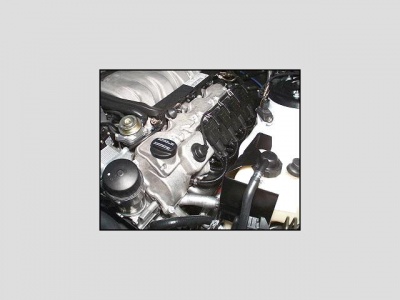 Shown on 220 S430, Engine compartment, left front