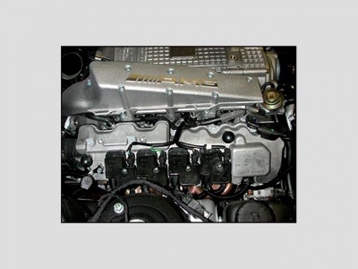 Shown on 220 S65 AMG, Engine compartment, right front