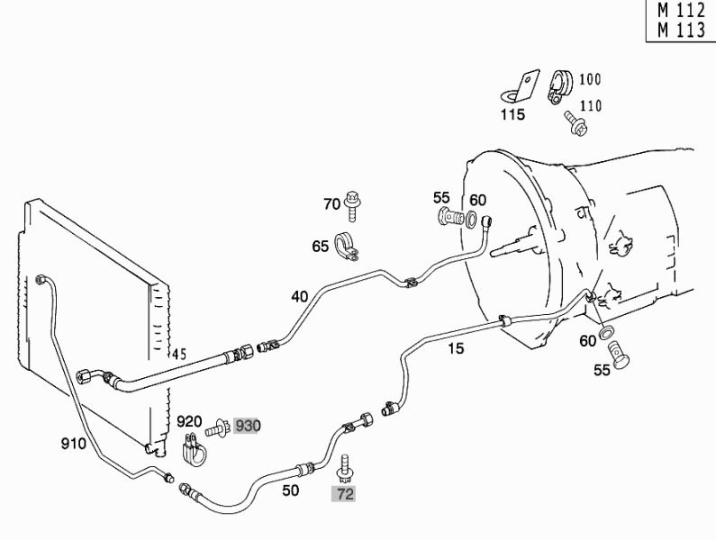 File:W220 radiator transmission cooling pipes.png