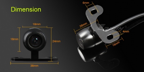 Dimensions of Erisin ES580 Rear View Camera.