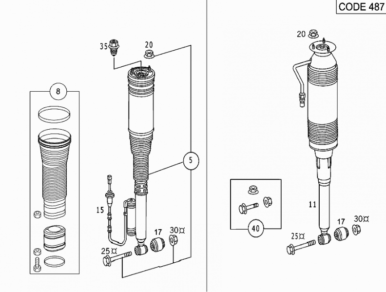 File:W220 spring strut and spring strut mounting rear.png